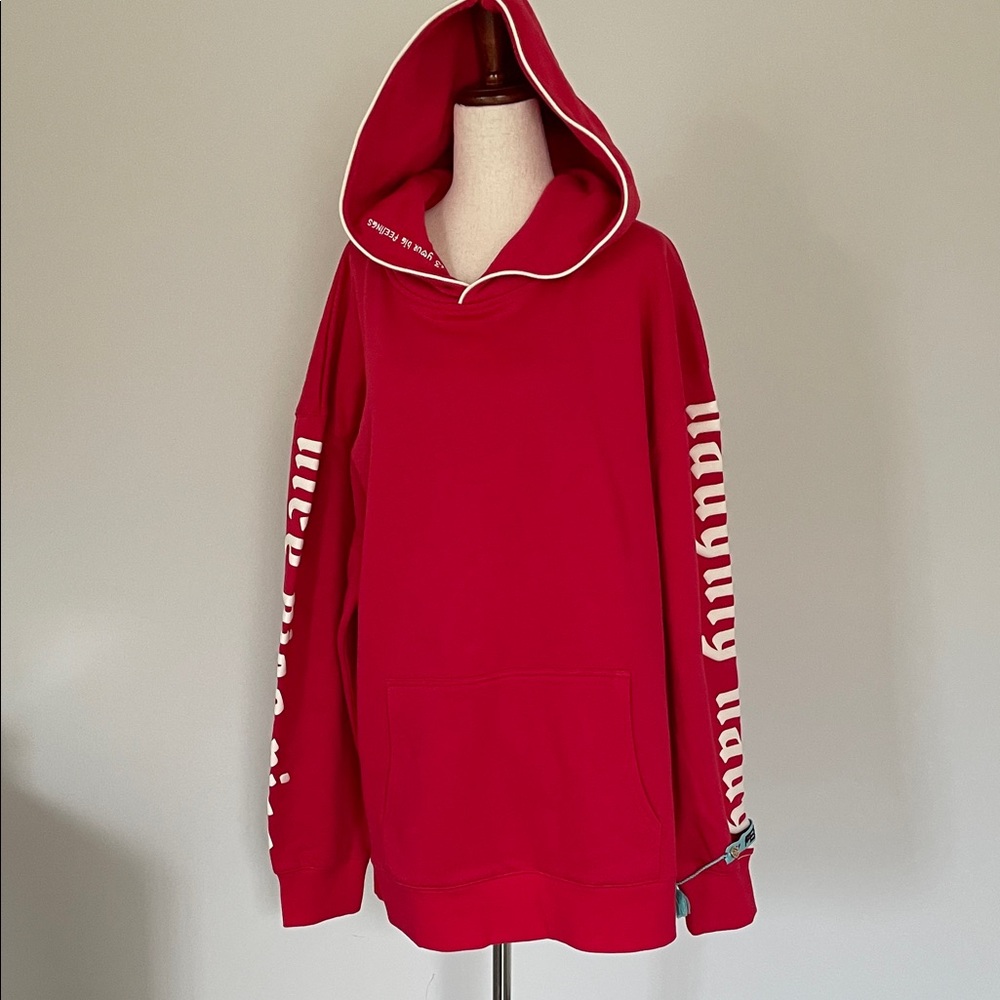 Alice + Olivia Red Hoodie with White Accents